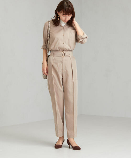 green label relaxing(グリーンレーベルリラクシング)の「FM オープンカラー シャツ(シャツ/ブラウス・レディース・ベージュ/ネイビー/ブラウン・FREE)」の6枚目の写真