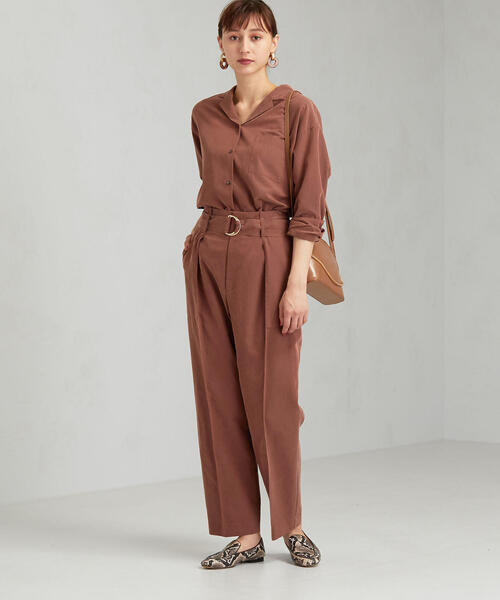 green label relaxing(グリーンレーベルリラクシング)の「FM オープンカラー シャツ(シャツ/ブラウス・レディース・ベージュ/ネイビー/ブラウン・FREE)」の11枚目の写真