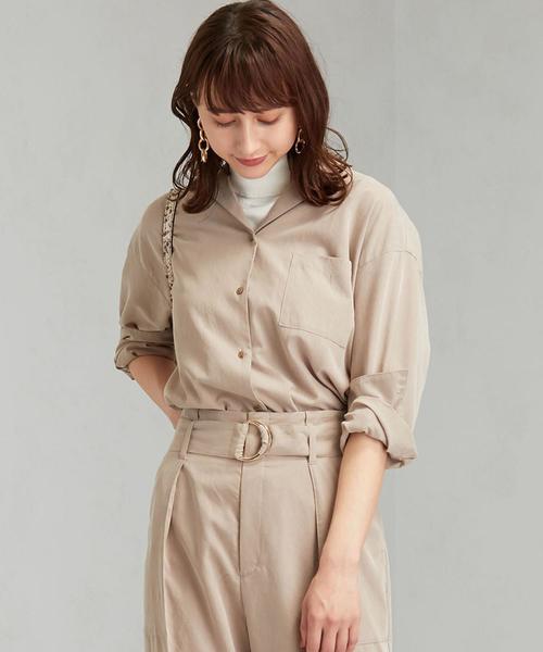 green label relaxing(グリーンレーベルリラクシング)の「FM オープンカラー シャツ(シャツ/ブラウス・レディース・ベージュ/ネイビー/ブラウン・FREE)」の15枚目の写真