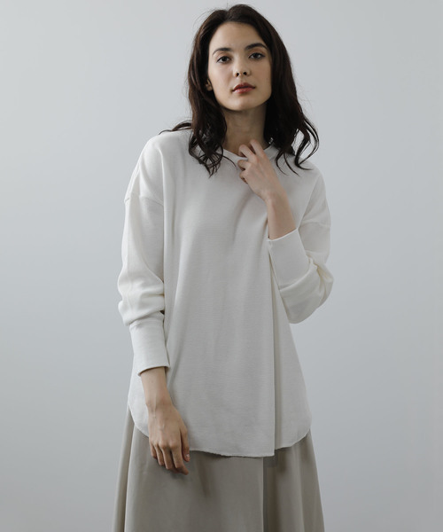 バックヘンリーワッフルチュニック Tシャツ トップス カットソー Ouvrage Ouvrage Classe ウヴラージュクラス のファッション