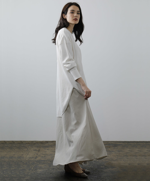 バックヘンリーワッフルチュニック Tシャツ トップス カットソー Ouvrage Ouvrage Classe ウヴラージュクラス のファッション