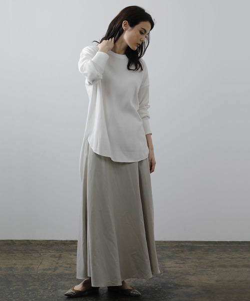 バックヘンリーワッフルチュニック Tシャツ トップス カットソー Ouvrage Ouvrage Classe ウヴラージュクラス のファッション