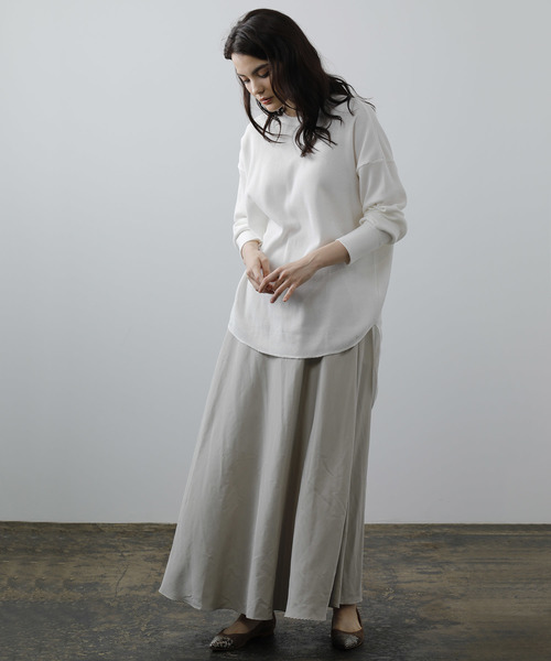 バックヘンリーワッフルチュニック Tシャツ トップス カットソー Ouvrage Ouvrage Classe ウヴラージュクラス のファッション