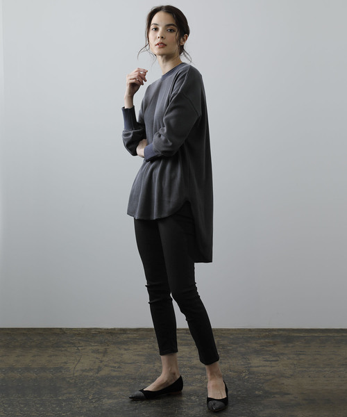 バックヘンリーワッフルチュニック Tシャツ トップス カットソー Ouvrage Ouvrage Classe ウヴラージュクラス のファッション