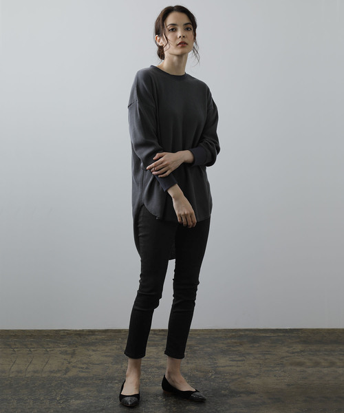 バックヘンリーワッフルチュニック Tシャツ トップス カットソー Ouvrage Ouvrage Classe ウヴラージュクラス のファッション