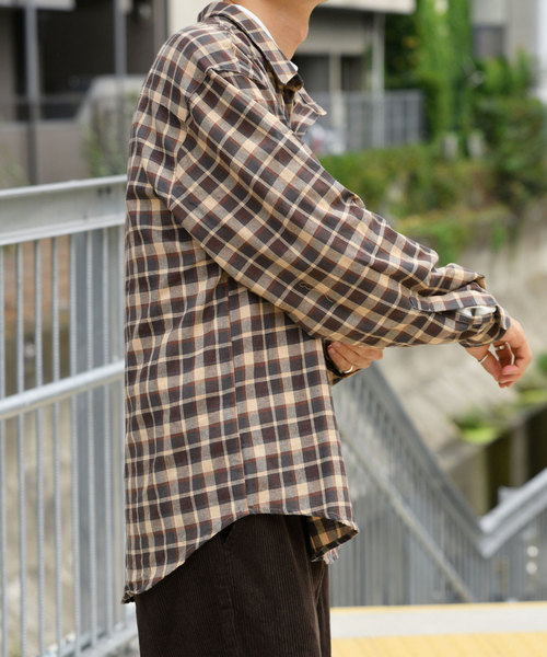 kutir（クティール）の「ヴィンテージチェックシャツ（シャツ/ブラウス・メンズ・ダークブラウン/ベージュ/ライトベージュ・MEDIUM/LARGE）」の20枚目の写真