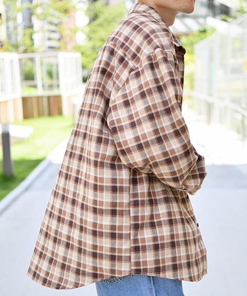 kutir（クティール）の「ヴィンテージチェックシャツ（シャツ/ブラウス・メンズ・ダークブラウン/ベージュ/ライトベージュ・MEDIUM/LARGE）」の13枚目の写真