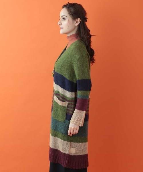 Jocomomola(ホコモモラ)の「モヘアロングニットカーディガン(カーディガン/ボレロ・レディース・ネイビー/グリーン/ライトピンク・40)」の4枚目の写真