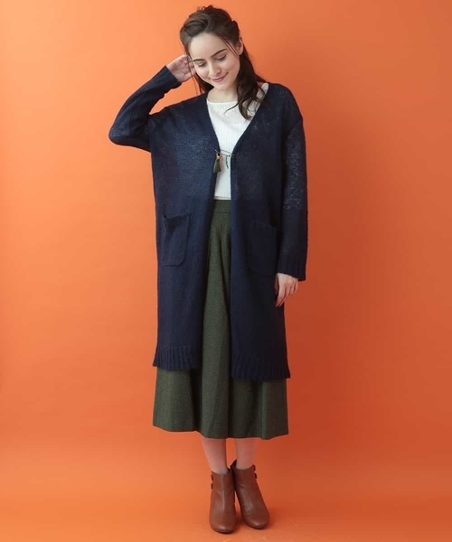 Jocomomola(ホコモモラ)の「モヘアロングニットカーディガン(カーディガン/ボレロ・レディース・ネイビー/グリーン/ライトピンク・40)」の13枚目の写真