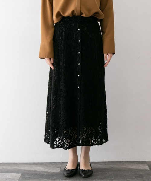 超美品アーバンリサーチロッソROSSOフラワー　レース　モール　ロングスカート セール】フラワーレースモールスカート∴（スカート）｜URBAN