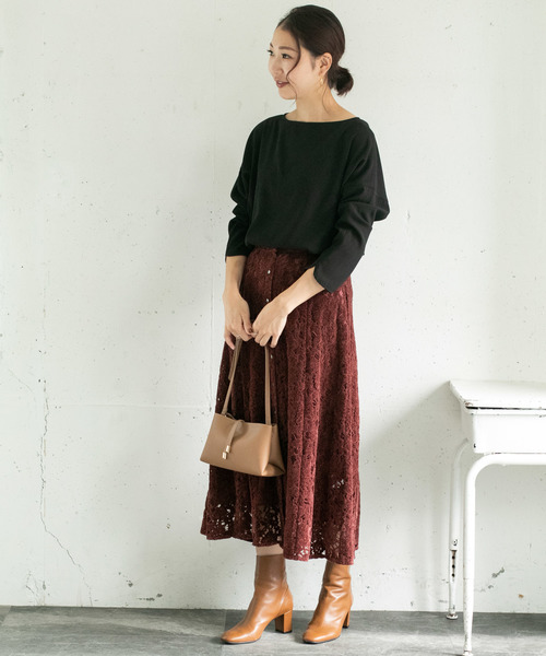 超美品アーバンリサーチロッソROSSOフラワー　レース　モール　ロングスカート セール】フラワーレースモールスカート∴（スカート）｜URBAN