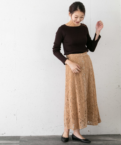 URBAN RESEARCH ROSSO（アーバンリサーチロッソ）の「フラワーレースモールスカート∴（スカート・レディース・ベージュ/ネイビー/ブラウン系その他/ブラック・38/36）」の11枚目の写真