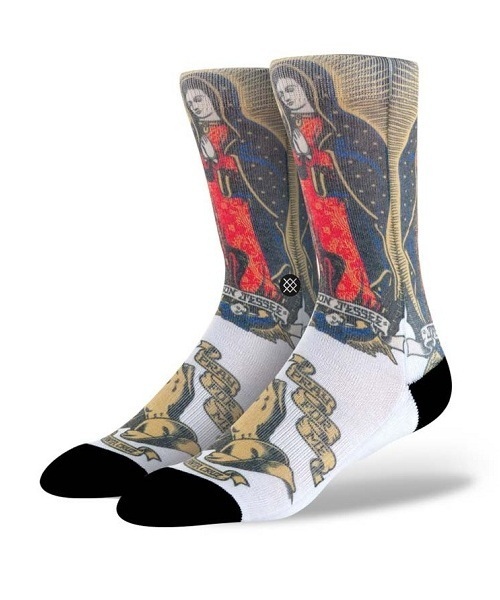 STANCE(スタンス)の「スタンスソックス×ジェイソン・ジェシー 神様柄 STANCE JASON JESSEE(ソックス/靴下・メンズ・ホワイト・LARGE)」の1枚目の写真