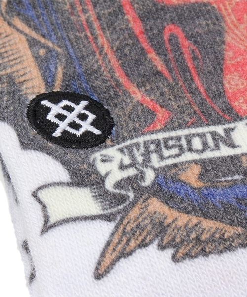 STANCE(スタンス)の「スタンスソックス×ジェイソン・ジェシー 神様柄 STANCE JASON JESSEE(ソックス/靴下・メンズ・ホワイト・LARGE)」の4枚目の写真