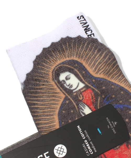 STANCE(スタンス)の「スタンスソックス×ジェイソン・ジェシー 神様柄 STANCE JASON JESSEE(ソックス/靴下・メンズ・ホワイト・LARGE)」の6枚目の写真