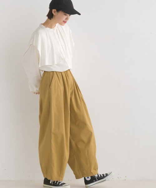 OMNES(オムネス)の「ウォッシュ加工 ダンプサーカスバルーンパンツ(その他パンツ・レディース・ブラック/ブラウン/アイボリー/グリーン系その他/ベージュ/チェック/ワンウォッシュ/ライトグレー/桜/グリーン系その他2/ネイビー/カーキ/キナリ/ブラック系その他/ホワイト系その他/インディゴブルー/ブルー・MEDIUM/LARGE)」の8枚目の写真