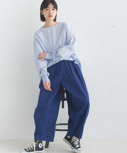 OMNES(オムネス)の「ウォッシュ加工 ダンプサーカスバルーンパンツ(その他パンツ・レディース・ブラック/ブラウン/アイボリー/グリーン系その他/ベージュ/チェック/ワンウォッシュ/ライトグレー/桜/グリーン系その他2/ネイビー/カーキ/キナリ/ブラック系その他/ホワイト系その他/インディゴブルー/ブルー・MEDIUM/LARGE)」の14枚目の写真