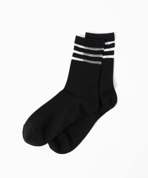 WEGO（ウィゴー）の「WEGO/ラインシースルーソックス（ソックス/靴下・レディース・ホワイト/ブラック・FREE）」の6枚目の写真