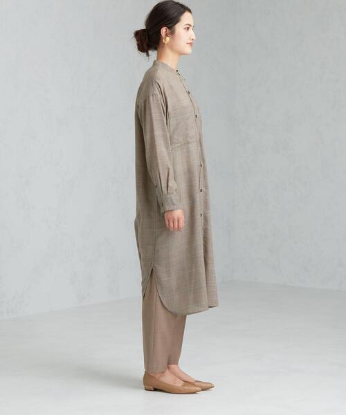 green label relaxing（グリーンレーベルリラクシング）の「FM ウーステッド ボイル シャツ ワンピース（ワンピース・レディース・オフホワイト/ブラウン/その他1/ブラック・FREE）」の15枚目の写真