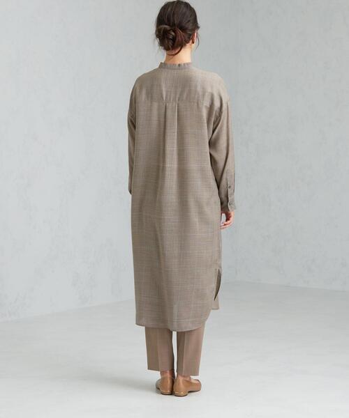 green label relaxing（グリーンレーベルリラクシング）の「FM ウーステッド ボイル シャツ ワンピース（ワンピース・レディース・オフホワイト/ブラウン/その他1/ブラック・FREE）」の14枚目の写真