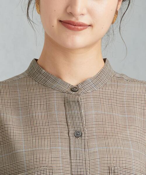 green label relaxing（グリーンレーベルリラクシング）の「FM ウーステッド ボイル シャツ ワンピース（ワンピース・レディース・オフホワイト/ブラウン/その他1/ブラック・FREE）」の13枚目の写真