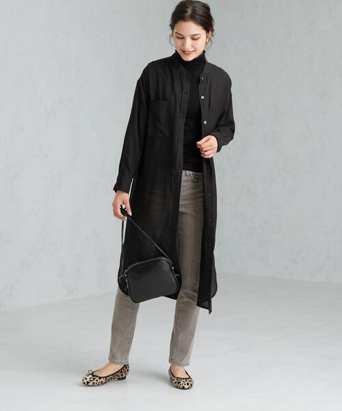 green label relaxing（グリーンレーベルリラクシング）の「FM ウーステッド ボイル シャツ ワンピース（ワンピース・レディース・オフホワイト/ブラウン/その他1/ブラック・FREE）」の7枚目の写真