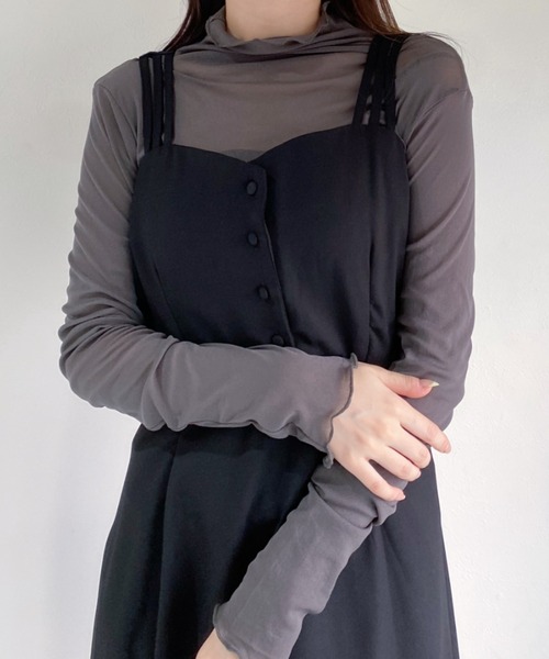 Loueme（ルエム）の「メロウハイネックシアーインナー（Tシャツ/カットソー・レディース・ホワイト/ブラック/アイボリー/ブラウン/グレー/ライトグレー/モカ/ライトグリーン/ピンク・FREE）」の22枚目の写真