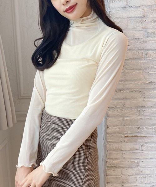 Loueme（ルエム）の「メロウハイネックシアーインナー（Tシャツ/カットソー・レディース・ホワイト/ブラック/アイボリー/ブラウン/グレー/ライトグレー/モカ/ライトグリーン/ピンク・FREE）」の13枚目の写真