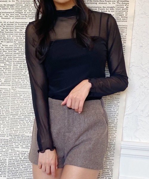 Loueme（ルエム）の「メロウハイネックシアーインナー（Tシャツ/カットソー・レディース・ホワイト/ブラック/アイボリー/ブラウン/グレー/ライトグレー/モカ/ライトグリーン/ピンク・FREE）」の11枚目の写真