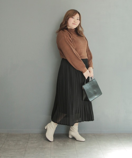 masyugirl(マシュガール)の「【4E幅広・大きいサイズ】スクエアトゥストレッチブーツ(ブーツ・レディース・ブラック/アイボリー/ライトブラウン・LL/3L/L/M)」の5枚目の写真