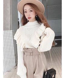 RESEXXY | フリルケーブルニットトップス(ニット/セーター)