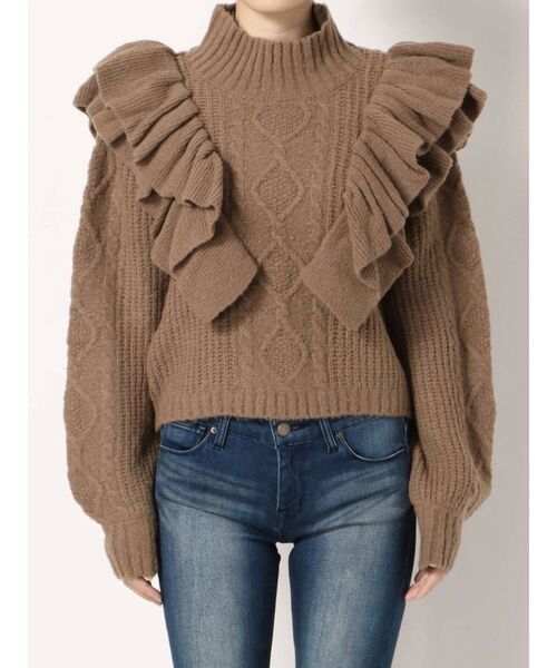 RESEXXY(リゼクシー)の「フリルケーブルニットトップス(ニット/セーター・レディース・ブラック/オフホワイト/モカ・FREE)」の22枚目の写真