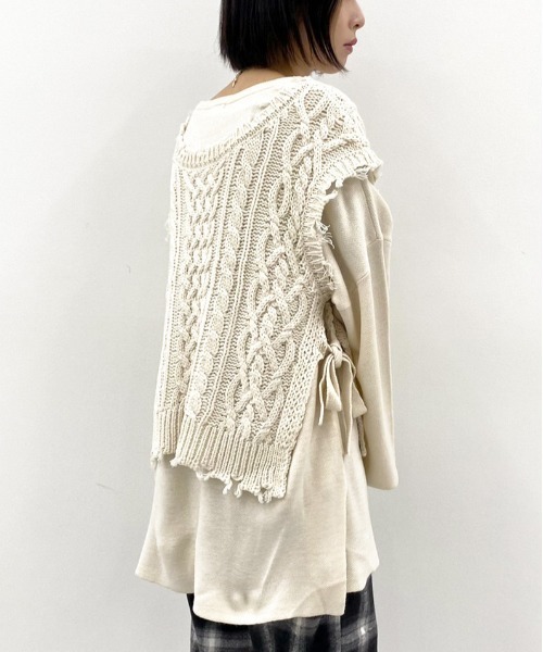 apres jour mignon（アプレジュールミニョン）の「メニーウェイニット/ニットベスト＋プルオーバーセット【ZOZOTOWN限定アイテム】（ニット/セーター・レディース・ブラック/ダークブラウン/パープル/アイボリー/ブルー系その他/ライトベージュ・X-LARGE/フリー）」の10枚目の写真