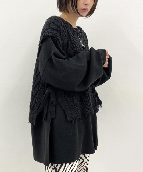 apres jour mignon（アプレジュールミニョン）の「メニーウェイニット/ニットベスト＋プルオーバーセット【ZOZOTOWN限定アイテム】（ニット/セーター・レディース・ブラック/ダークブラウン/パープル/アイボリー/ブルー系その他/ライトベージュ・X-LARGE/フリー）」の15枚目の写真