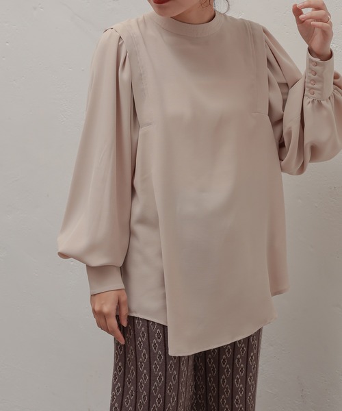 natural couture（ナチュラルクチュール）の「【大人ナチュ】【WEB限定】ボリュームスリーブステッチカラーブラウス（シャツ/ブラウス・レディース・ブラック/オフホワイト/ベージュ・FREE）」の14枚目の写真