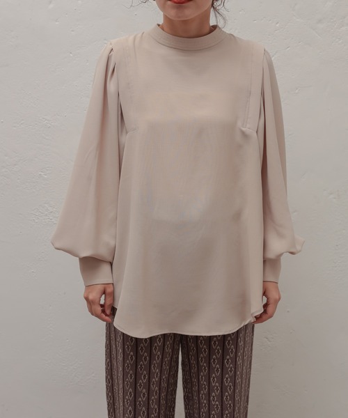 natural couture（ナチュラルクチュール）の「【大人ナチュ】【WEB限定】ボリュームスリーブステッチカラーブラウス（シャツ/ブラウス・レディース・ブラック/オフホワイト/ベージュ・FREE）」の16枚目の写真