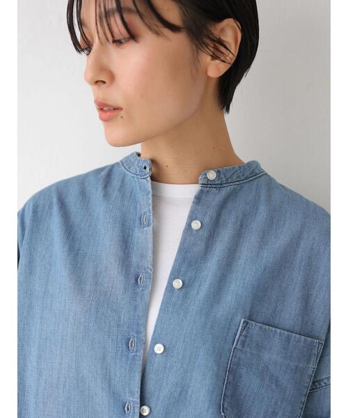 AMERICAN HOLIC（アメリカンホリック）の「前後差スタンドカラーデニムシャツ（シャツ/ブラウス・レディース・インディゴブルー・MEDIUM/LARGE）」の8枚目の写真