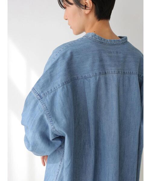 AMERICAN HOLIC（アメリカンホリック）の「前後差スタンドカラーデニムシャツ（シャツ/ブラウス・レディース・インディゴブルー・MEDIUM/LARGE）」の9枚目の写真