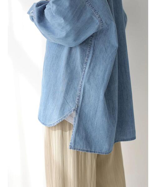 AMERICAN HOLIC（アメリカンホリック）の「前後差スタンドカラーデニムシャツ（シャツ/ブラウス・レディース・インディゴブルー・MEDIUM/LARGE）」の11枚目の写真