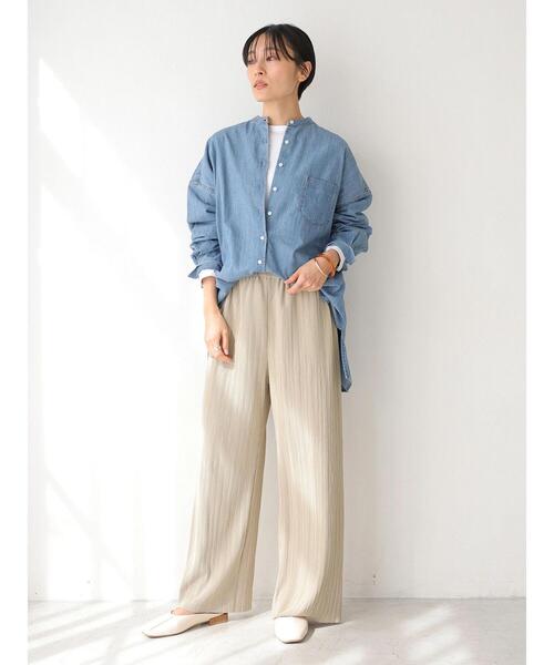 AMERICAN HOLIC（アメリカンホリック）の「前後差スタンドカラーデニムシャツ（シャツ/ブラウス・レディース・インディゴブルー・MEDIUM/LARGE）」の13枚目の写真