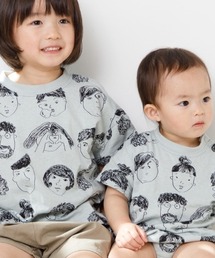 MAKE YOUR DAY | いろんな顔総柄Tシャツ■80～140cm(Tシャツ/カットソー)