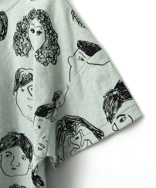 いろんな顔総柄Tシャツ□80～140cm（Tシャツ/カットソー）｜MAKE