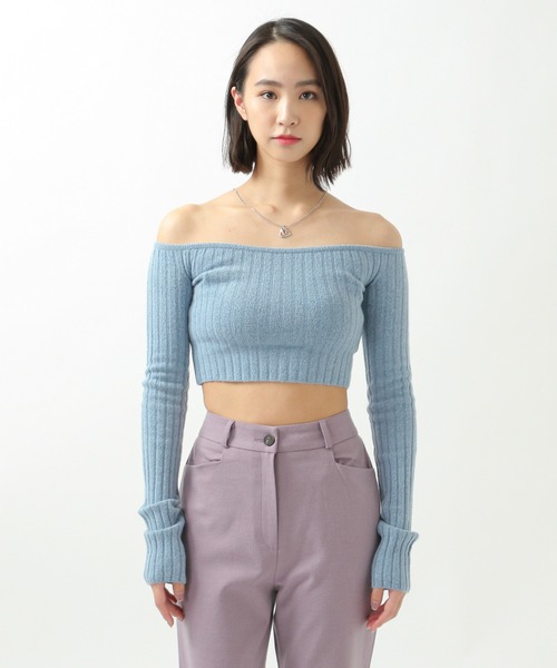 ALAND（エーランド）の「curetty／オフショルショートプルオーバー　2930667（Tシャツ/カットソー・レディース・スカイブルー/ブラック・SMALL）」の3枚目の写真