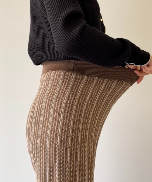 NEUNA（ヌナ）の「ウエストゴムストライプワイドパンツ（その他パンツ・レディース・ベージュ/ブラウン・SMALL/MEDIUM/LARGE）」の12枚目の写真