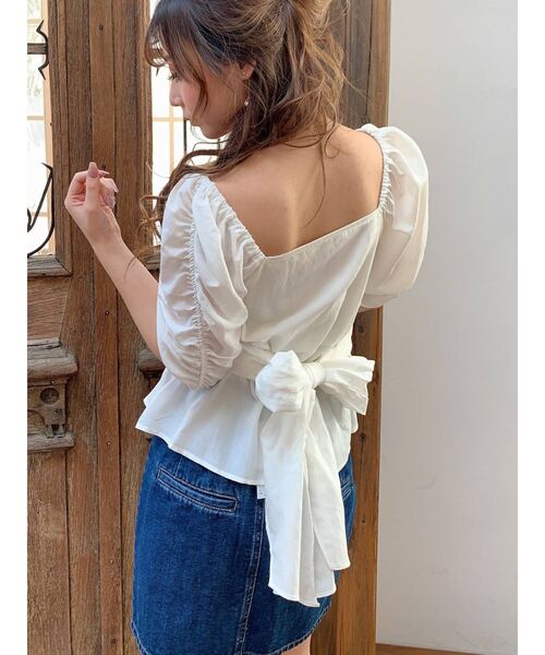 RESEXXY（リゼクシー）の「カシュクールパワショルチュニック（シャツ/ブラウス・レディース・ホワイト/ブラック/ミント・FREE）」の4枚目の写真