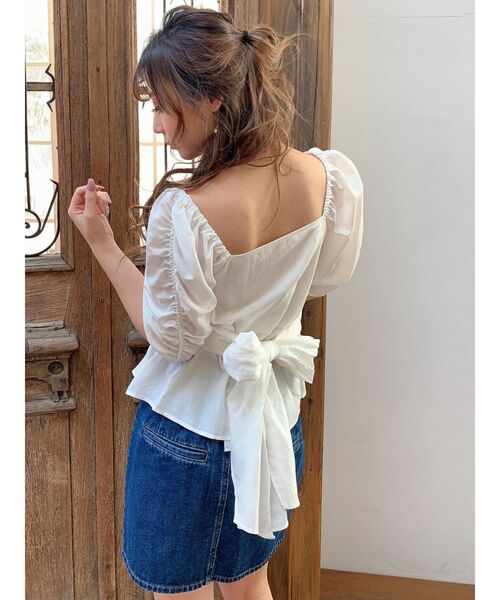 RESEXXY（リゼクシー）の「カシュクールパワショルチュニック（シャツ/ブラウス・レディース・ホワイト/ブラック/ミント・FREE）」の5枚目の写真