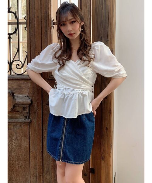 RESEXXY（リゼクシー）の「カシュクールパワショルチュニック（シャツ/ブラウス・レディース・ホワイト/ブラック/ミント・FREE）」の7枚目の写真