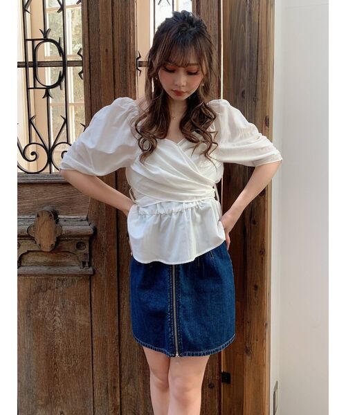 RESEXXY（リゼクシー）の「カシュクールパワショルチュニック（シャツ/ブラウス・レディース・ホワイト/ブラック/ミント・FREE）」の8枚目の写真