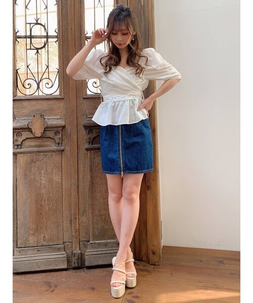 RESEXXY（リゼクシー）の「カシュクールパワショルチュニック（シャツ/ブラウス・レディース・ホワイト/ブラック/ミント・FREE）」の10枚目の写真