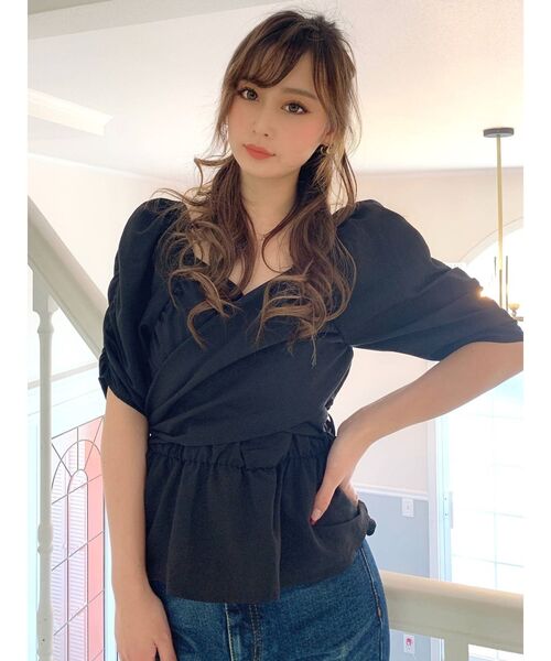 RESEXXY（リゼクシー）の「カシュクールパワショルチュニック（シャツ/ブラウス・レディース・ホワイト/ブラック/ミント・FREE）」の11枚目の写真